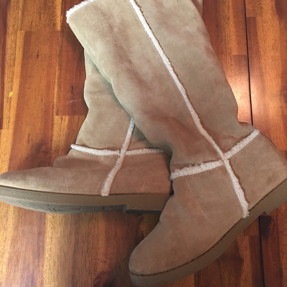 Tan suede tall boots